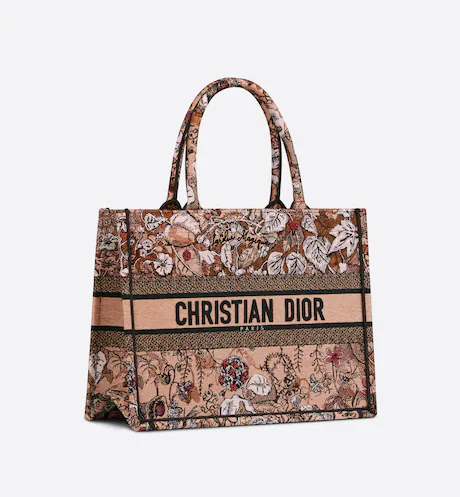 05EB41CC-E9CF-5C6C-C060-82E50E8E0223 MEDIUM DIOR BOOK TOTE Powder Pink Dior Jardin Magique Embroidery (36 x 27.5 x 16.5 cm) - Image 1