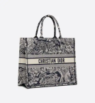 LARGE DIOR BOOK TOTE Blue Toile de Jouy Reverse Embroidery (42 x 35 x 18.5 cm)