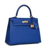 Hermès Kelly Sellier 25 Bleu Royal Epsom Gold Hardware - Image 3