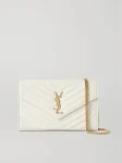 Saint Laurent Cassandre Chain Matelassé Textured-Leather Wallet