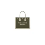 RIVE GAUCHE SMALL TOTE BAG IN LINEN AND LEATHER