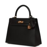 Hermès Kelly Sellier 25 Black Epsom Gold Hardware - Image 5