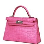 Hermès Kelly Sellier 20 Rose Shocking Matte Alligator Palladium Hardware (HANDMADE) - Image 5