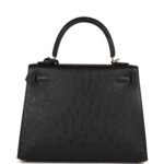 Hermès Kelly Sellier 25 Black Ostrich Gold Hardware（HANDMADE） - Image 4