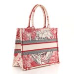 CHRISTIAN DIOR Canvas Embroidered Medium Dioramour D-Royaume Book Tote Red White - Image 2