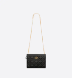 DIOR CARO ZIPPED POUCH WITH CHAIN Black Supple Cannage Calfskin - Image 4