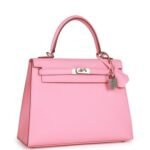 Hermès Kelly Sellier 25 Rose Confetti Epsom Palladium Hardware - Image 2