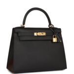 Hermès Kelly Sellier 28 Black Epsom Gold Hardware - Image 2