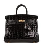 Hermès Birkin 25 Black Shiny Niloticus Crocodile Gold Hardware（HANDMADE）