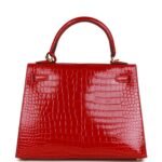 Hermès Kelly Sellier 25 Braise Shiny Porosus Crocodile Gold Hardware（HANDMADE） - Image 4