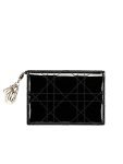 Dior Lady Dior Flap Card Holder in Black Patent Cannage Lambskin
