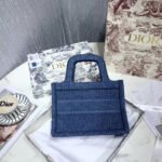 Dior Mini Book Tote Bag In Denim Blue Oblique Canvas - Image 4