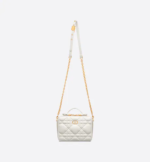 DIOR CARO BOX BAG Latte Quilted Macrocannage Calfskin - Image 3