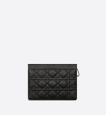 DIOR CARO ZIPPED POUCH WITH CHAIN Black Supple Cannage Calfskin - Image 3