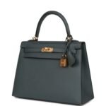 Hermès Kelly Sellier 25 Bleu Orage Epsom Gold Hardware - Image 5