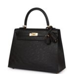 Hermès Kelly Sellier 25 Black Ostrich Gold Hardware（HANDMADE） - Image 5