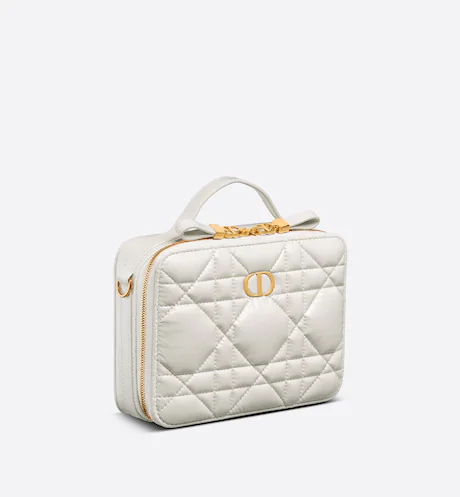 41B4468B-17DD-A0C7-B806-20075FCFC723 DIOR CARO BOX BAG Latte Quilted Macrocannage Calfskin - Image 1