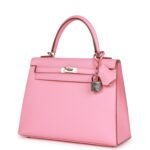 Hermès Kelly Sellier 25 Rose Confetti Epsom Palladium Hardware - Image 5