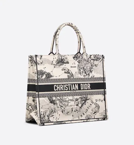 4823795D-204D-A16A-45CA-722FBF0C2DB2 LARGE DIOR BOOK TOTE Latte Toile de Jouy Zodiac Embroidery (42 x 35 x 18.5 cm) - Image 1