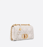 MEDIUM DIOR CARO BAG Latte Matte Padded Macrocannage Calfskin