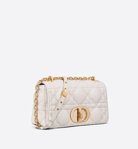 4F4F9558-BF1D-9431-1B87-26B7236F4C7C MEDIUM DIOR CARO BAG Latte Matte Padded Macrocannage Calfskin - Image 1