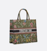 LARGE DIOR BOOK TOTE Green Multicolor Dior Petites Fleurs Embroidery (42 x 35 x 18.5 cm)