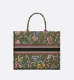LARGE DIOR BOOK TOTE Green Multicolor Dior Petites Fleurs Embroidery (42 x 35 x 18.5 cm) - Image 2