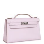 Hermès Kelly Pochette Mauve Pale Swift Palladium Hardware - Image 2
