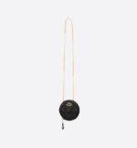 DIOR CARO ROUND POUCH WITH CHAIN Black Supple Cannage Calfskin - Image 3