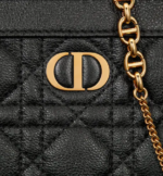 DIOR CARO ZIPPED POUCH WITH CHAIN Black Supple Cannage Calfskin - Image 7