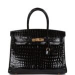Hermès Birkin 30 Black Shiny Niloticus Crocodile Gold Hardware（HANDMADE）