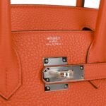 Hermès Birkin 30 Orange Poppy Clemence Palladium Hardware - Image 7