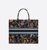LARGE DIOR BOOK TOTE Black Multicolor Dior Petites Fleurs Embroidery (42 x 35 x 18.5 cm) - Image 2