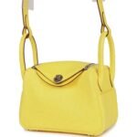 Hermès Mini Lindy Jaune Citron Ostrich Palladium Hardware - Image 5