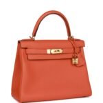 Hermès Kelly Retourne 28 Orange Togo Gold Hardware - Image 2