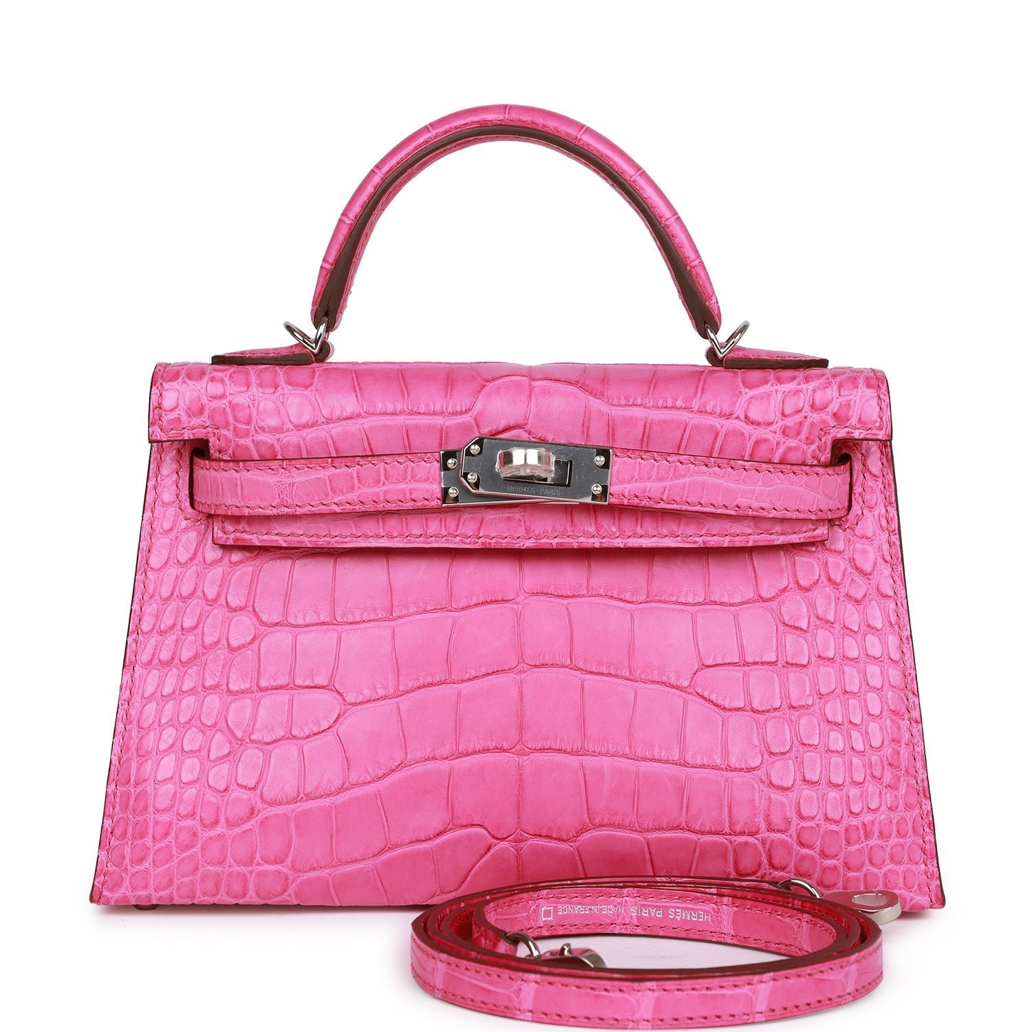 68D2578D-351D-ECCE-7834-9BAE3E54BA43 Hermès Kelly Sellier 20 Rose Shocking Matte Alligator Palladium Hardware (HANDMADE) - Image 1