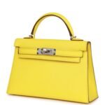 Hermès Kelly Sellier 20 Jaune Citron Chèvre Palladium Hardware - Image 5