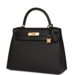 Hermès Kelly Sellier 28 Black Epsom Gold Hardware - Image 5