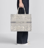 LARGE DIOR BOOK TOTE Gray Toile de Jouy Embroidery (42 x 35 x 18.5 cm) - Image 5