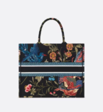 LARGE DIOR BOOK TOTE Black Multicolor Dior Birds Embroidery (42 x 35 x 18.5 cm) - Image 2