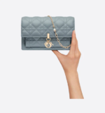 LADY DIOR CHAIN POUCH Cloud Blue Cannage Lambskin - Image 6