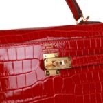 Hermès Kelly Sellier 25 Braise Shiny Porosus Crocodile Gold Hardware（HANDMADE） - Image 7