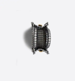 MINI DIOR BOOK TOTE PHONE BAG Black and White Micro Houndstooth Embroidery (13 x 18 x 5 cm) - Image 4