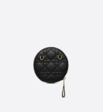 DIOR CARO ROUND POUCH WITH CHAIN Black Supple Cannage Calfskin - Image 4