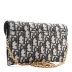 CHRISTIAN DIOR Oblique Saddle Chain Long Wallet Blue - Image 2