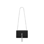 Saint Laurent Medium Kate Tassel Chain Bag In Black Crocodile Em