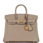 Hermès Special Order (HSS) Birkin 25 Gris Tourterelle Verso Chevre Brushed Gold Hardware (HANDMADE)