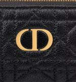 DIOR CARO ZIPPED KEY CASE Black Supple Cannage Calfskin - Image 3