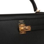 Hermès Kelly Sellier 25 Black Epsom Gold Hardware - Image 7