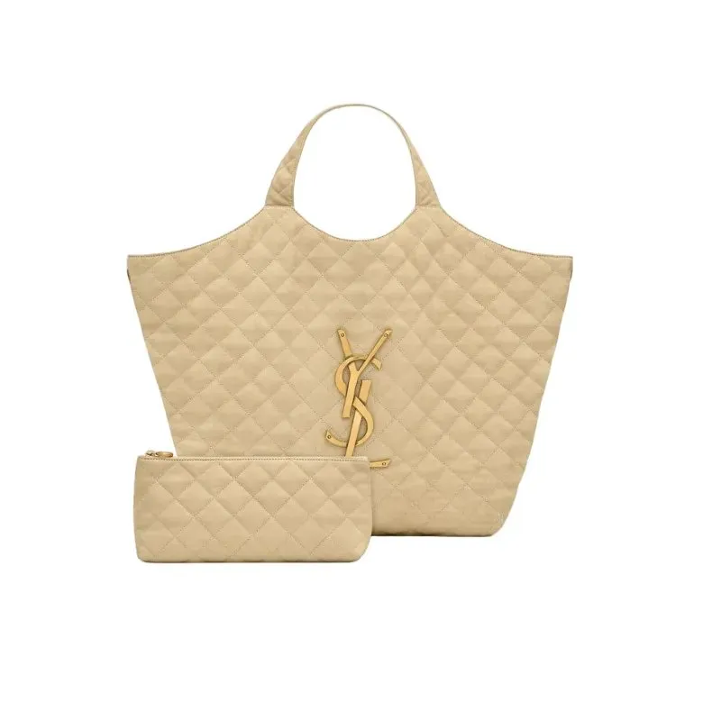 99d65cc5-4813-487c-b48b-7c59f409b69f SAINT LAURENT ICARE MAXI SHOPPING BAG IN QUILTED NUBUCK SUEDE - Image 1